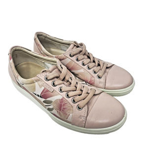 Ecco Soft 7 Slip On Shoes Women US 7 EU 38 Pink Floral Soft Leather Sneakers